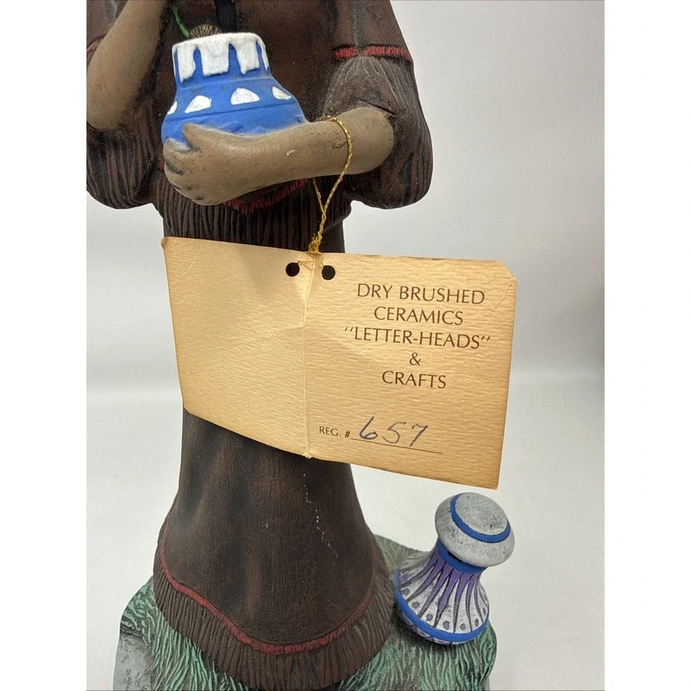 Vintage Handcrafted Native American Woman Figurine Ceramic Rance Teel's Creation